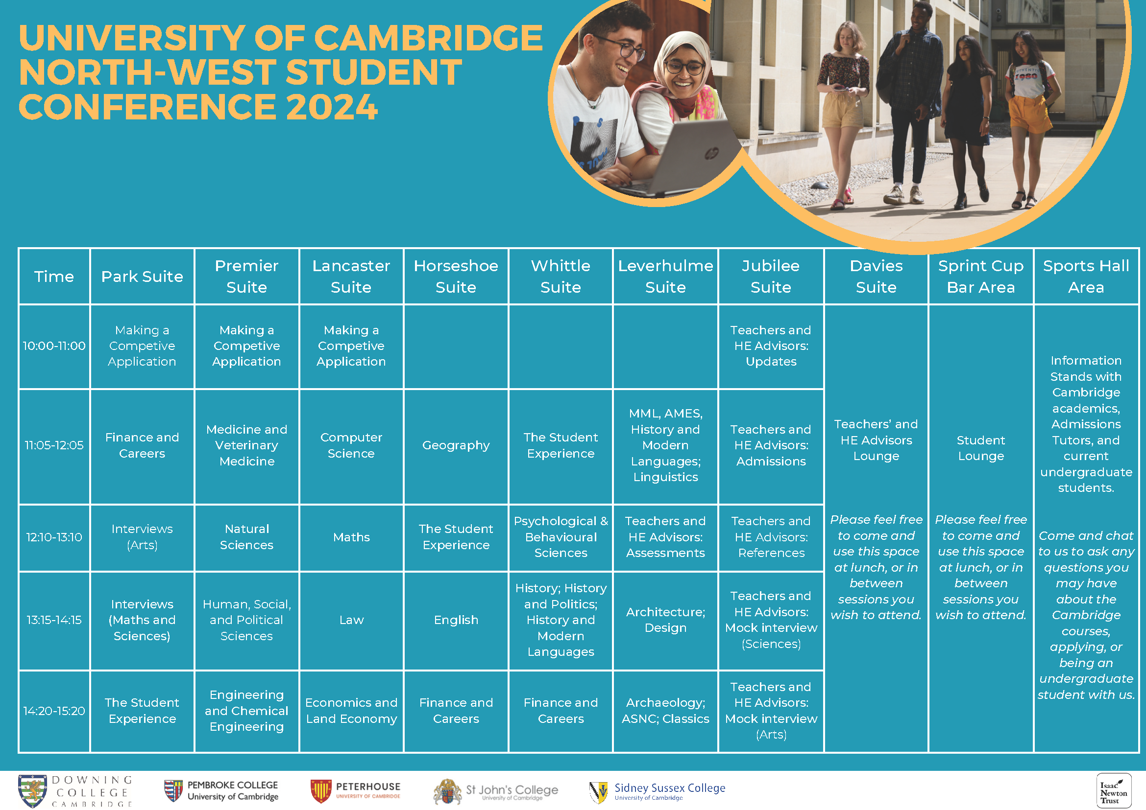 Timetable of events at conference.
